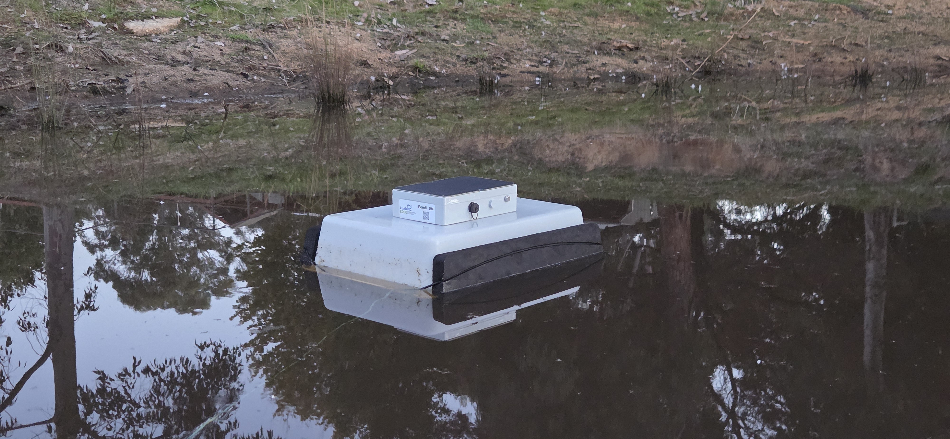 Pondi greenhouse gas monitoring chamber deployed in the field.